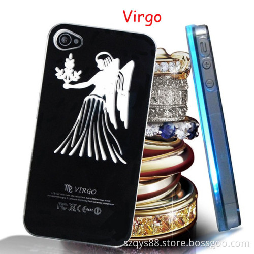 Creative Bling Calling Shine Light LED Back Cover Protective case for iPhone 4 4s 12 Constellation sign print